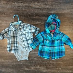 6 mo baby boy plaid button up shirts
